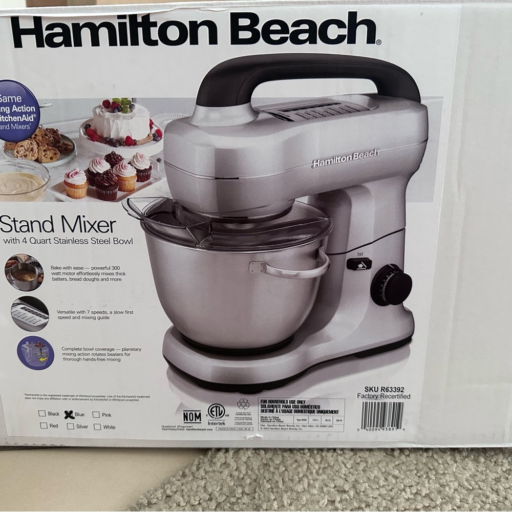Hamilton Beach Gray Stand Mixer with Stainless Steel Bowl